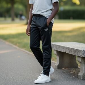 Adidas Boys Black Track Pants Size Large 13-14 Years